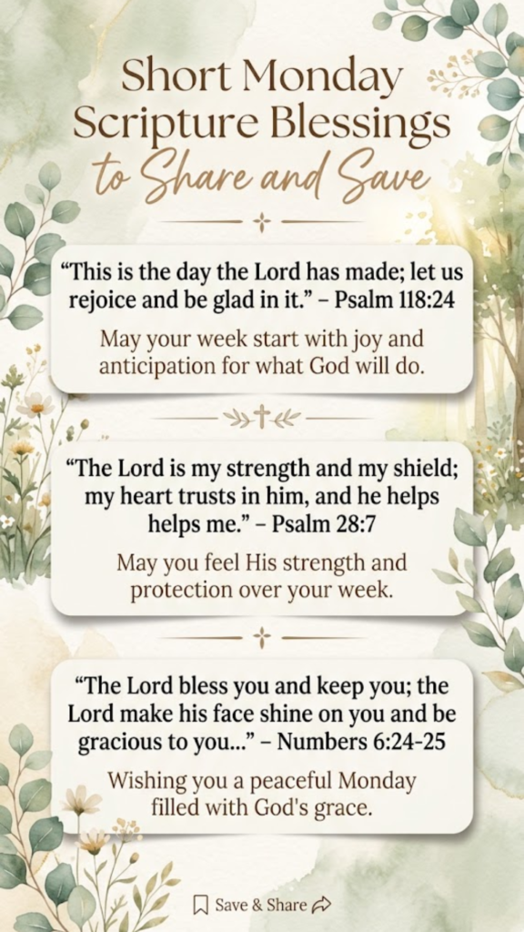 Short Monday Scripture Blessings to Share and Save