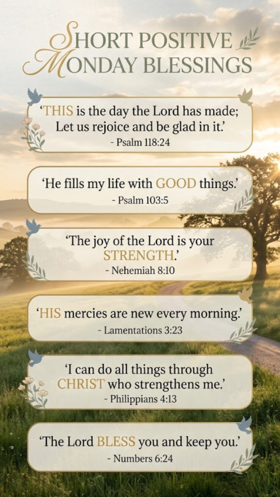 Short Positive Monday Blessings Quotes Bible Verses