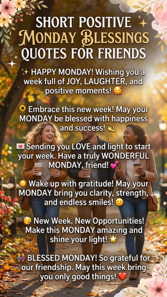 Short Positive Monday Blessings Quotes for Friends